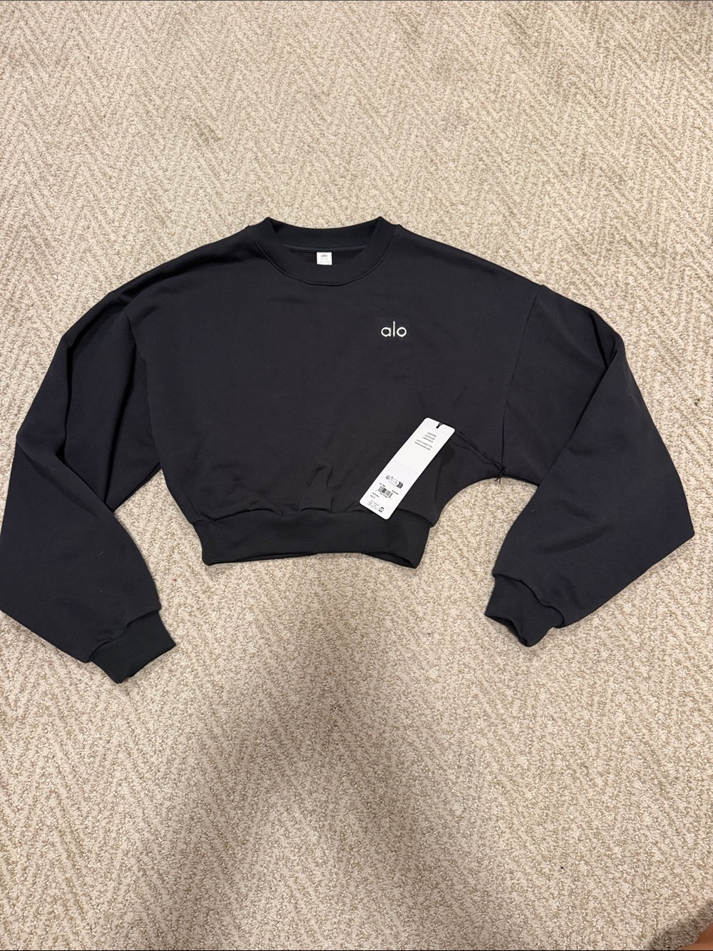 Alo Yoga Cropped Crewneck Sweatshirt Charcoal Gray